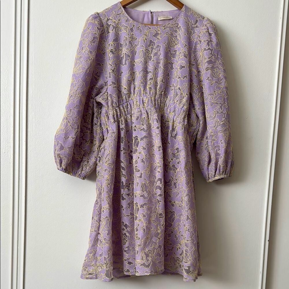 Stine Goya L Nadia Dress in Embroidered Wallpaper Lilac Lavender Dress